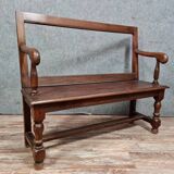 Bench with openwork backrest Louis XIII style 19th century in oak