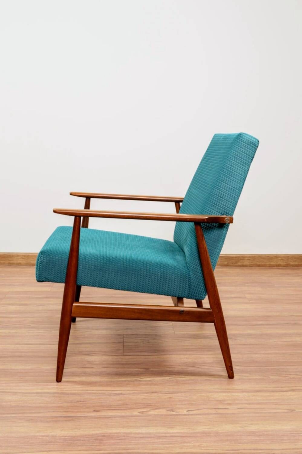 Scandinavian Lounge Chair Mid Century Design Turquoise Vintage Fabric