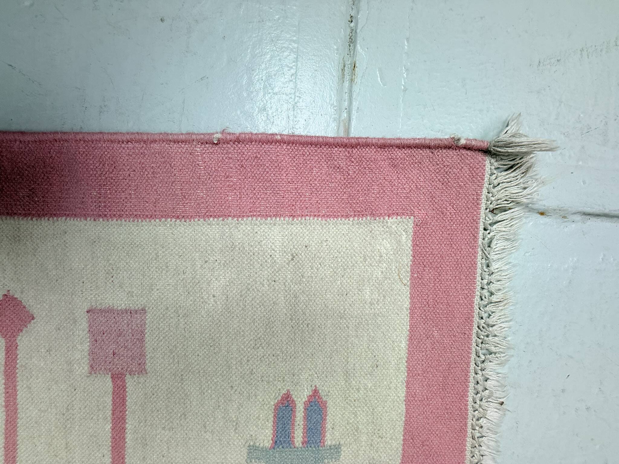 Vintage kilim rug, wool and cotton, folk art style, Poland, 1970s