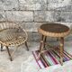 Vintage side table in bohemian old rattan wicker 1950