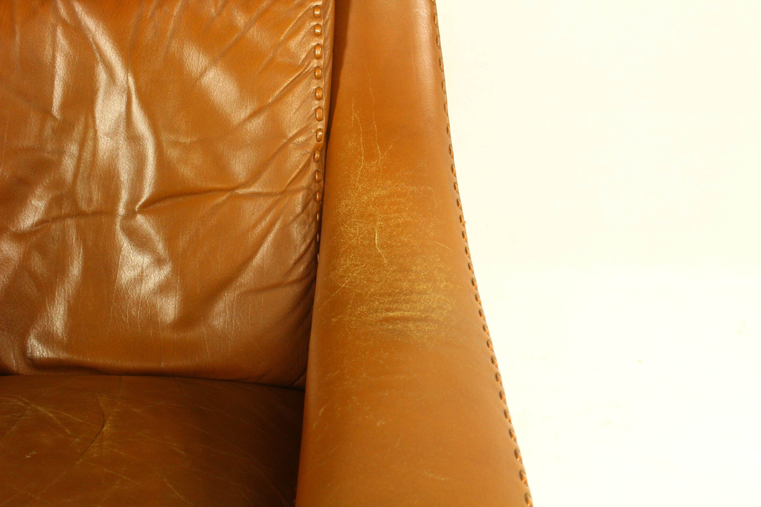 Matador swivel leather chair with ottoman by Aage Christiansen for Erhardsen & Andersen, 1960s