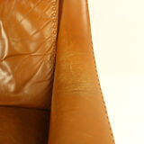 Matador swivel leather chair with ottoman by Aage Christiansen for Erhardsen & Andersen, 1960s