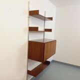 Wall shelf library with vintage ARP Minvielle secretary bar