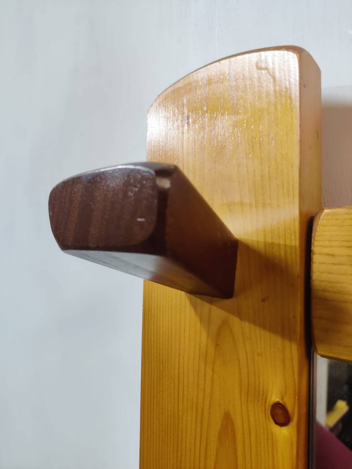 Vintage pine wall coat rack