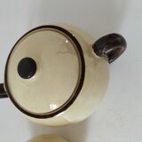 HBCM Sugar Bowl and Milk Jug Duo - Vintage Cream and Brown Earthenware