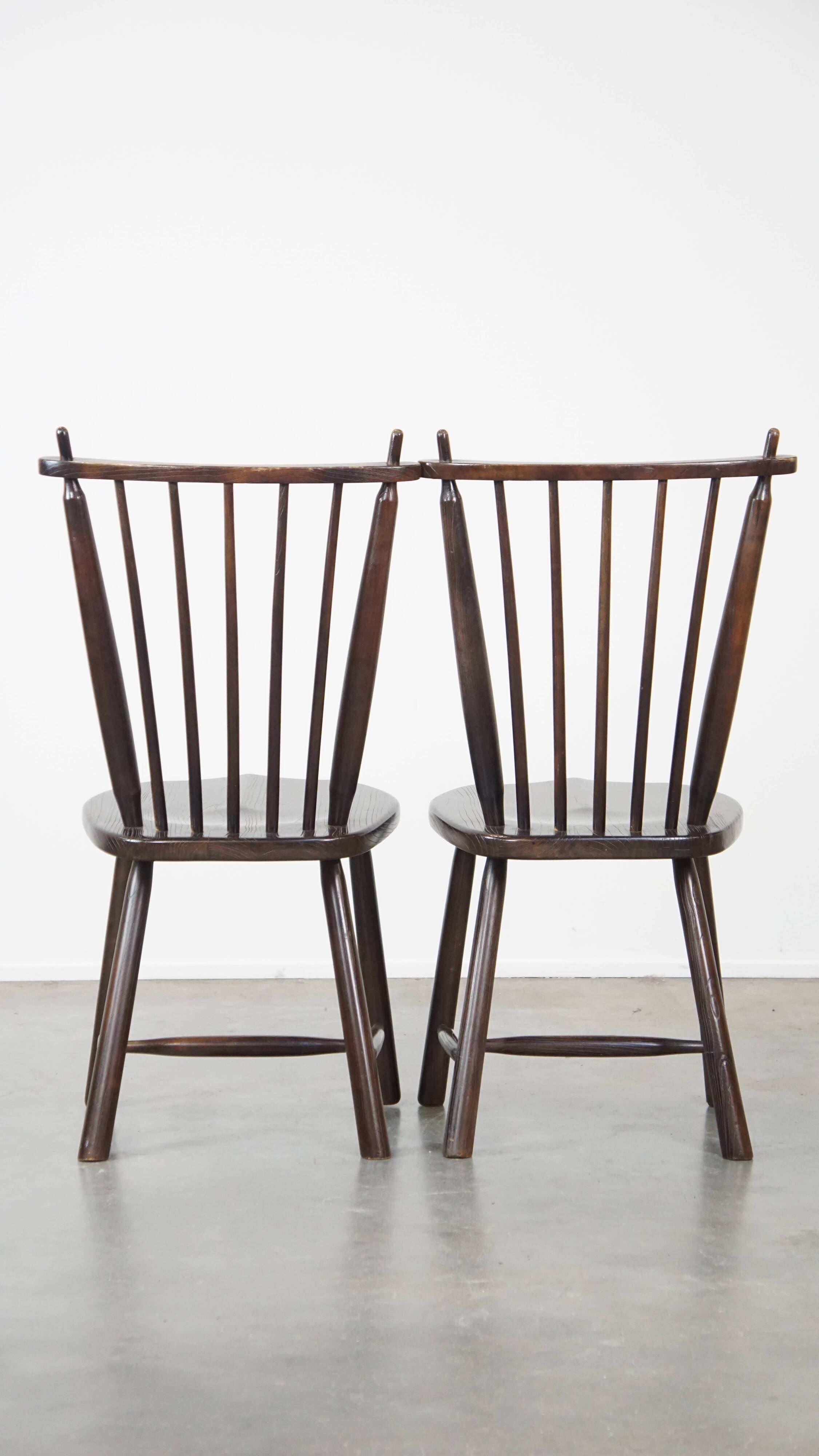 Set of 4 vintage wooden De Ster Gelderland design spindle chairs