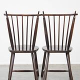 Set of 4 vintage wooden De Ster Gelderland design spindle chairs