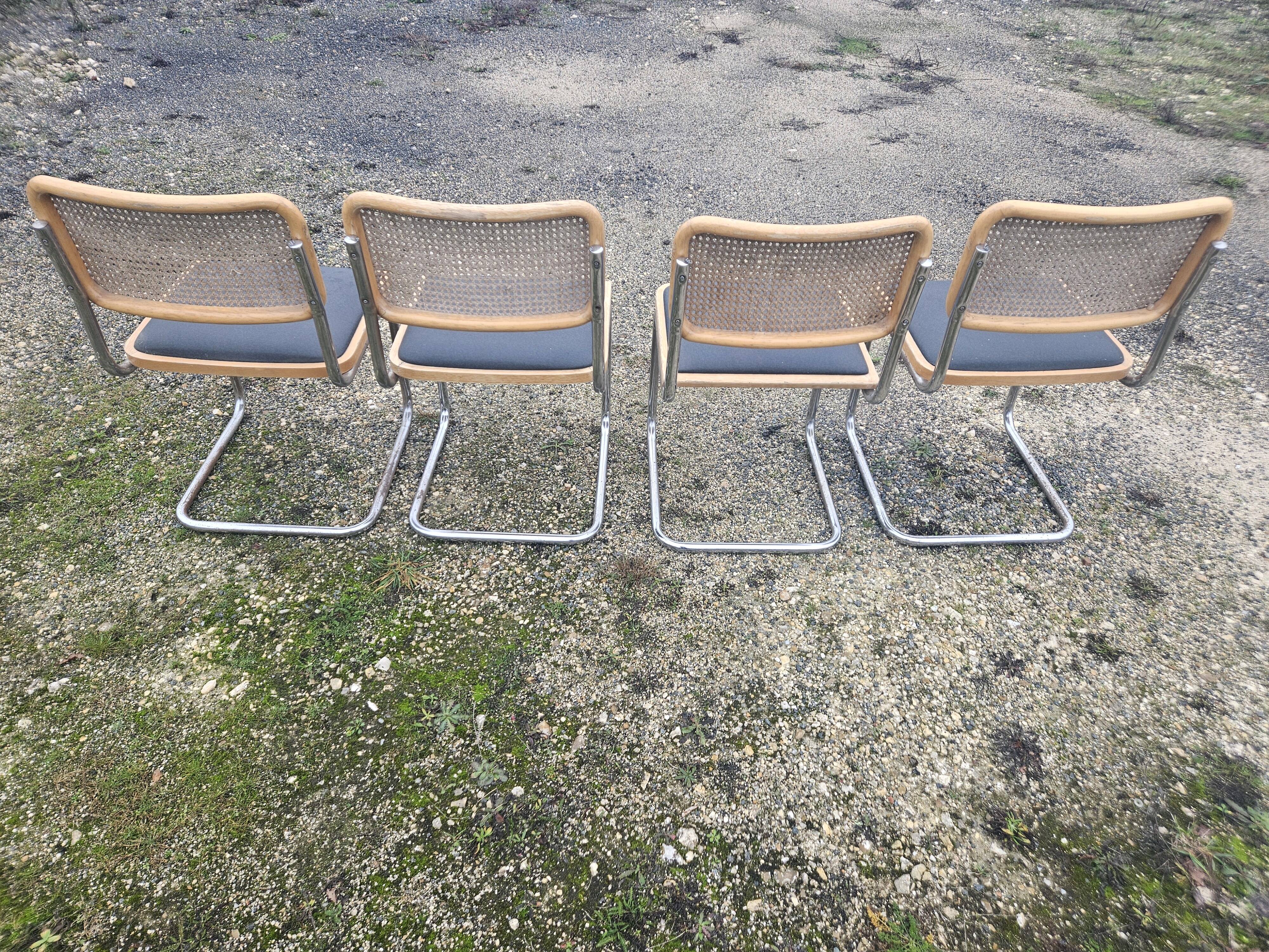 4 vintage Italian Cesca B32 chairs by Marcel Breuer, 70s