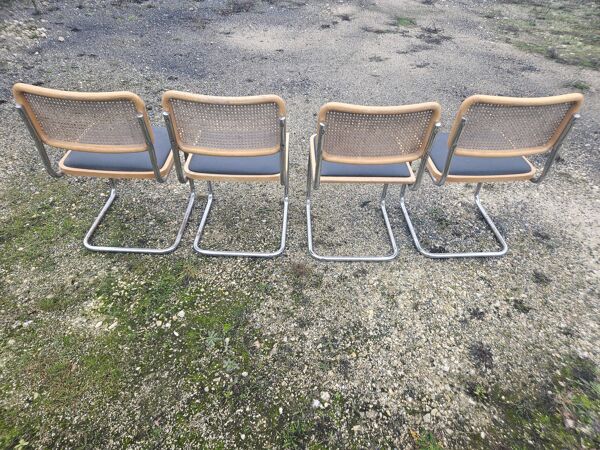 4 chaises vintage italiennes cesca B32 de Marcel Breuer, 70s