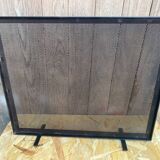 Fireplace Screen Antique Black Metal Perforated Grille Vintage