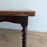 Solid wood coffee table with carved twisted legs