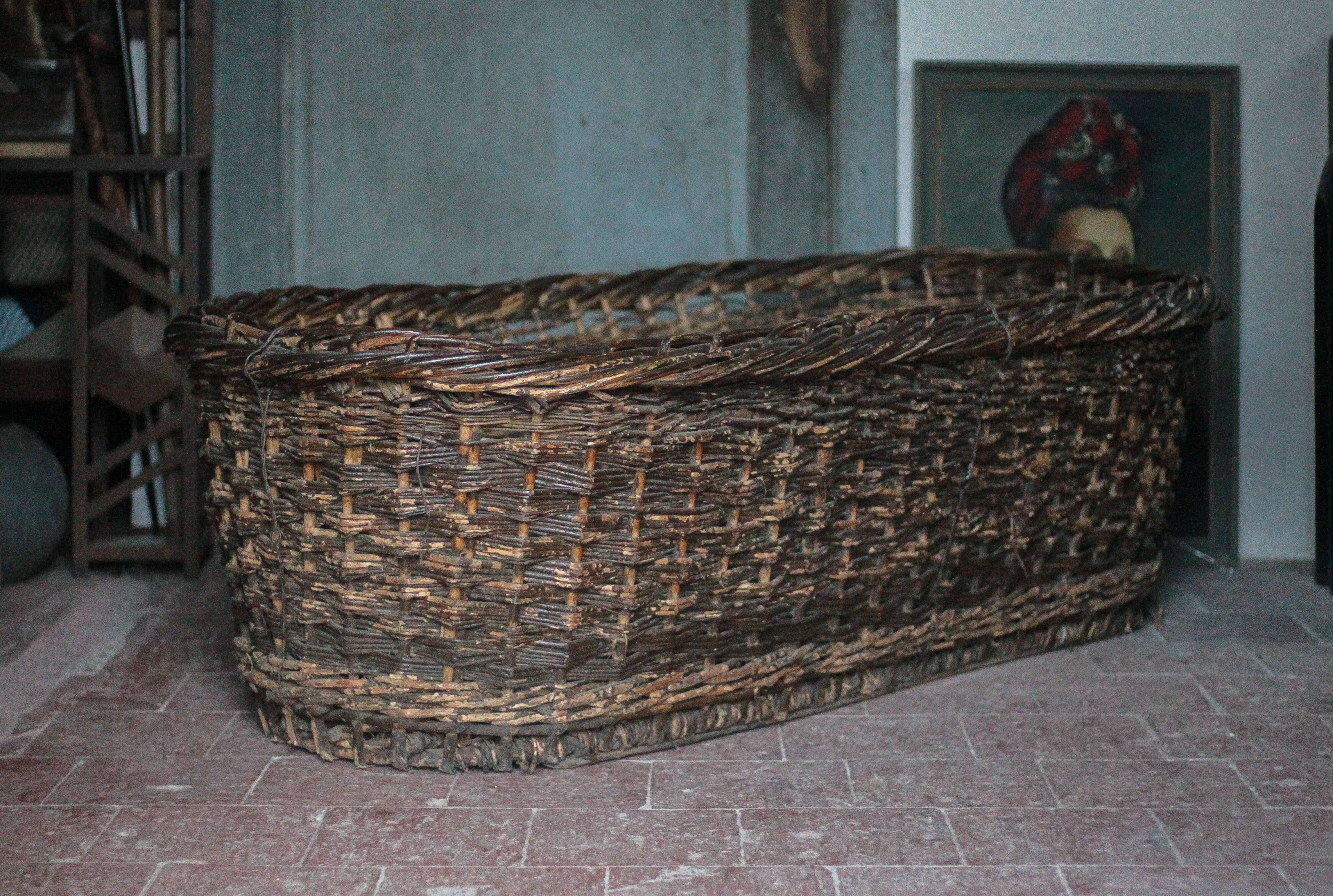 XXL woven basket antique, wicker basket, storage, baker's tool