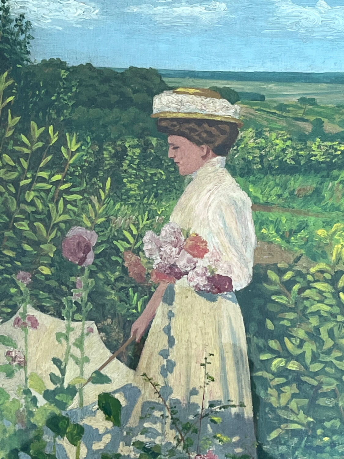 Painting: oil on canvas - woman with umbrella