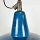 Industrial blue enamel factory lamp with cast iron top, 1960s