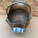 Antique copper & brass ash bucket + porcelain handle