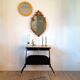 Yellow wicker mirror