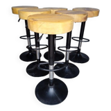 6 high bar stools wood and metal