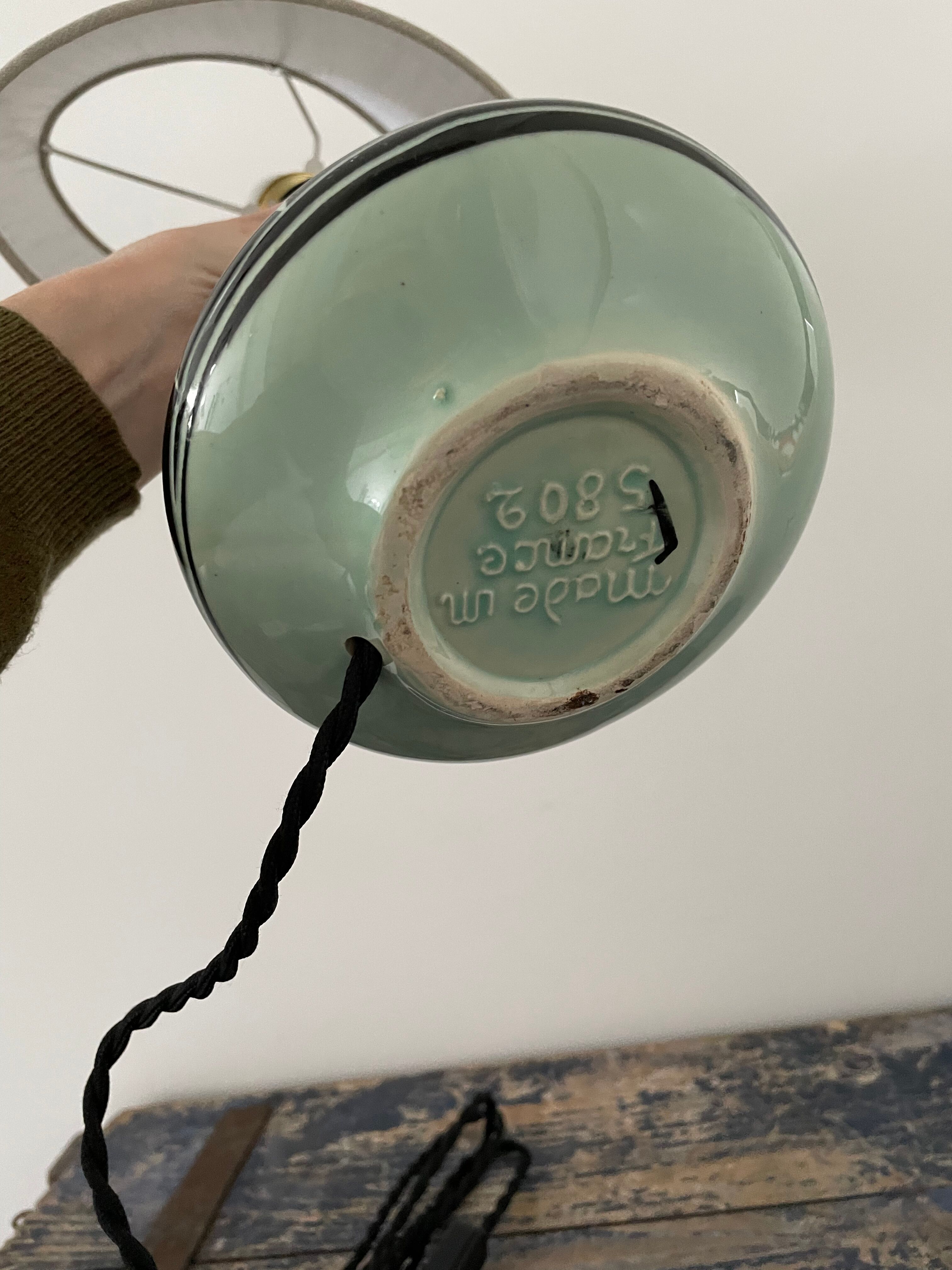 Vintage ceramic table lamp with electrified patterns to nine