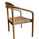 solid wood chair with woven seat and armrests