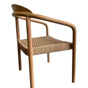 solid wood chair with woven seat and armrests