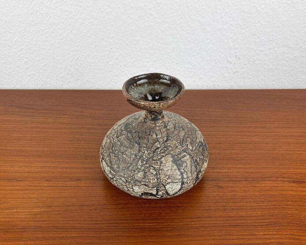 Vintage German brutalist studio mushroom vase by Gerhard Liebenthron, 1970s.