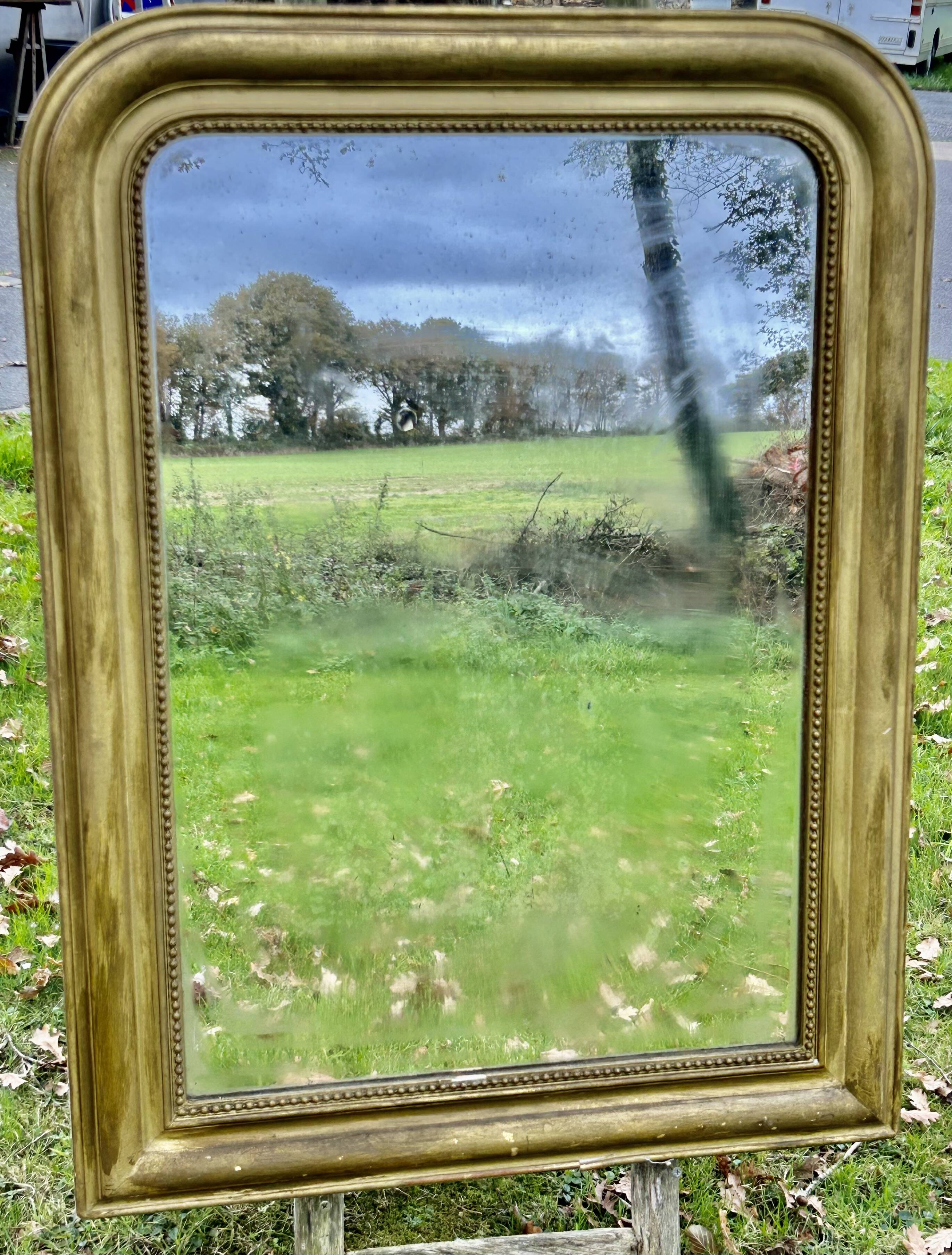 Antique Louis Philippe mirror, slightly demercurized, as is.