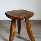 Brutalist stool made of olive wood
