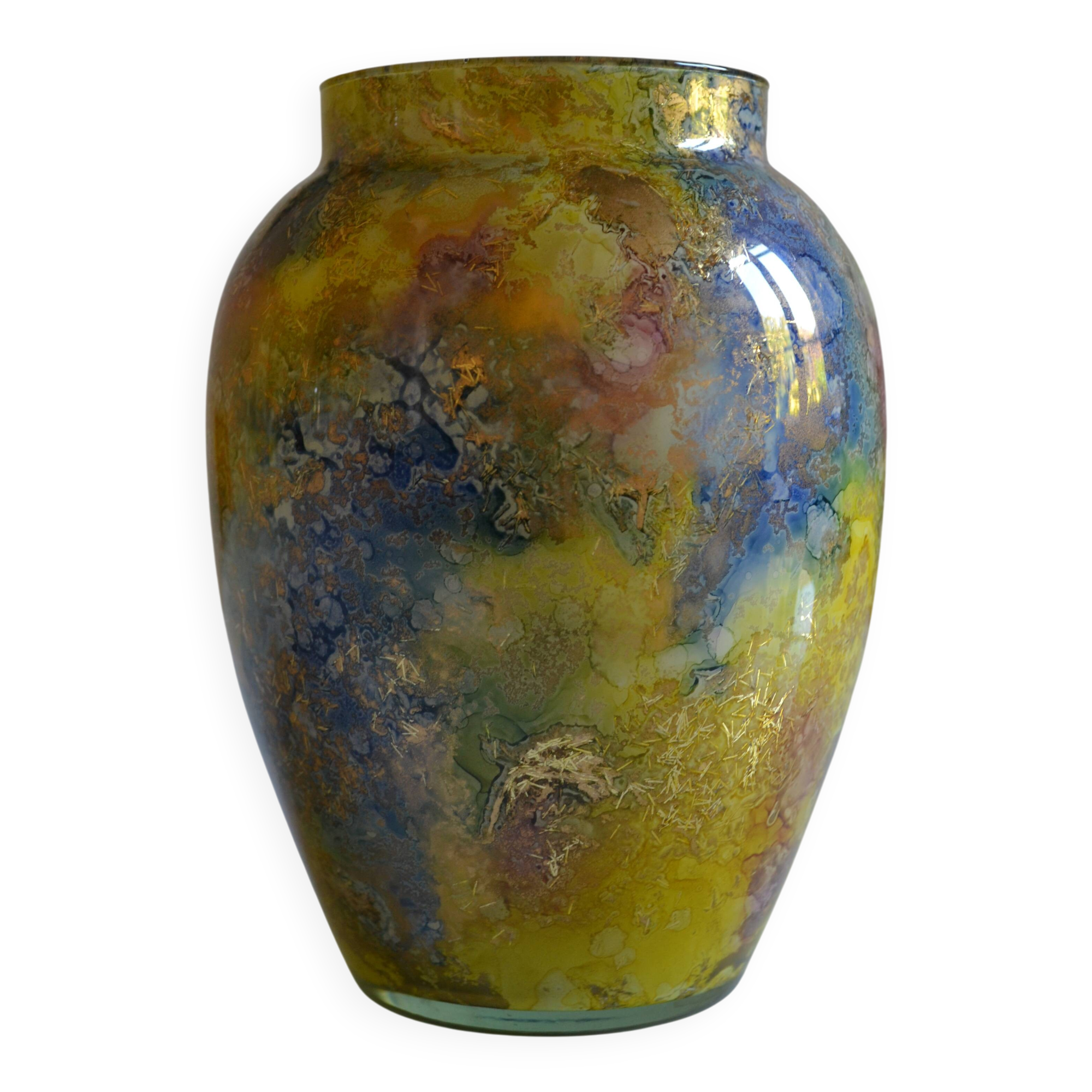 Vase signed "Laque Line" by Jean Noel Bouillet H: 16 cm