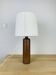 Lampe bouteille grès et abat jour laine vintage