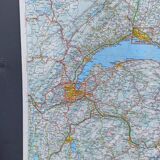 Very large Swiss road map on tole - 126 x 86.5 cm