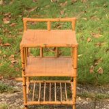 Vintage 3-tier bamboo and rattan shelf