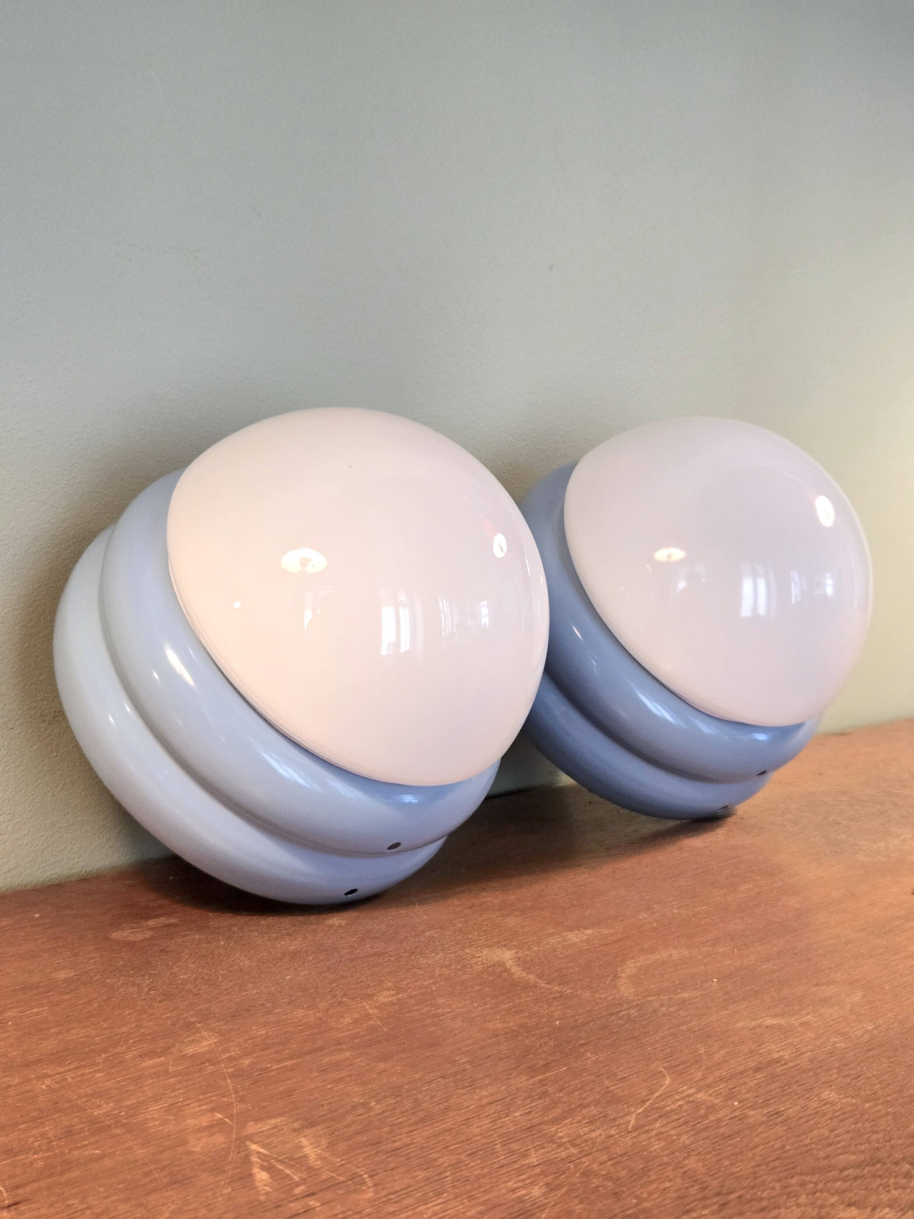 Pair of Monoprix X Goodmoods designer wall lights - post-modern opaline glass