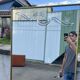 Large Venetian style mirror with engraved decoration and gilded frame 184 cm
