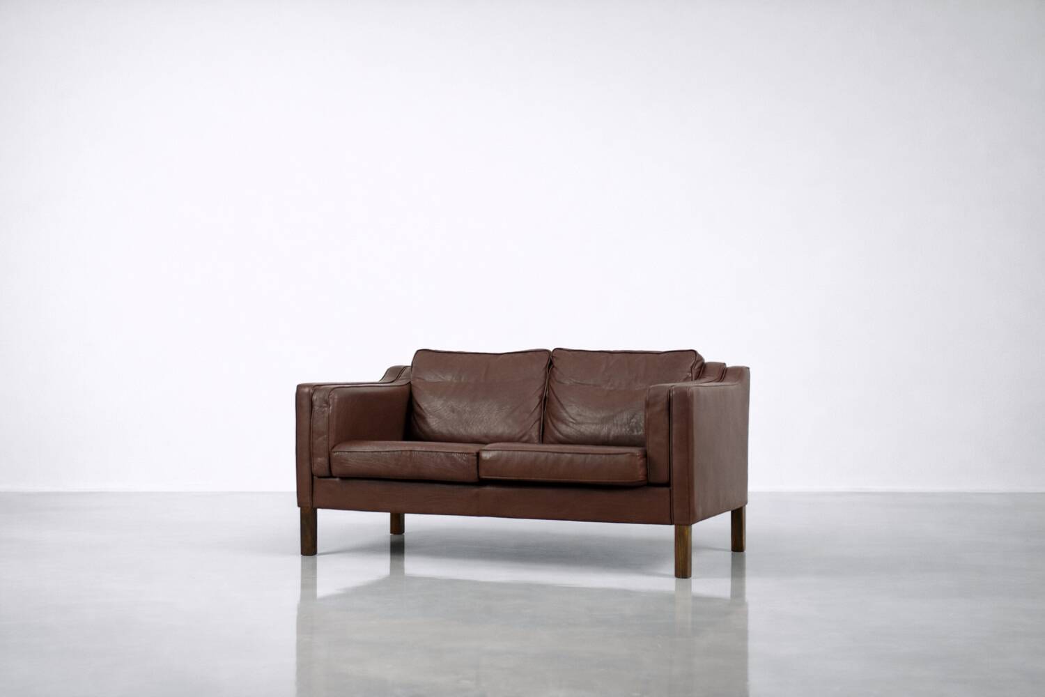 Vintage Mid-Century Scandinavian Modern Brown Leather Sofa, 1970s
