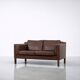 Vintage Mid-Century Scandinavian Modern Brown Leather Sofa, 1970s