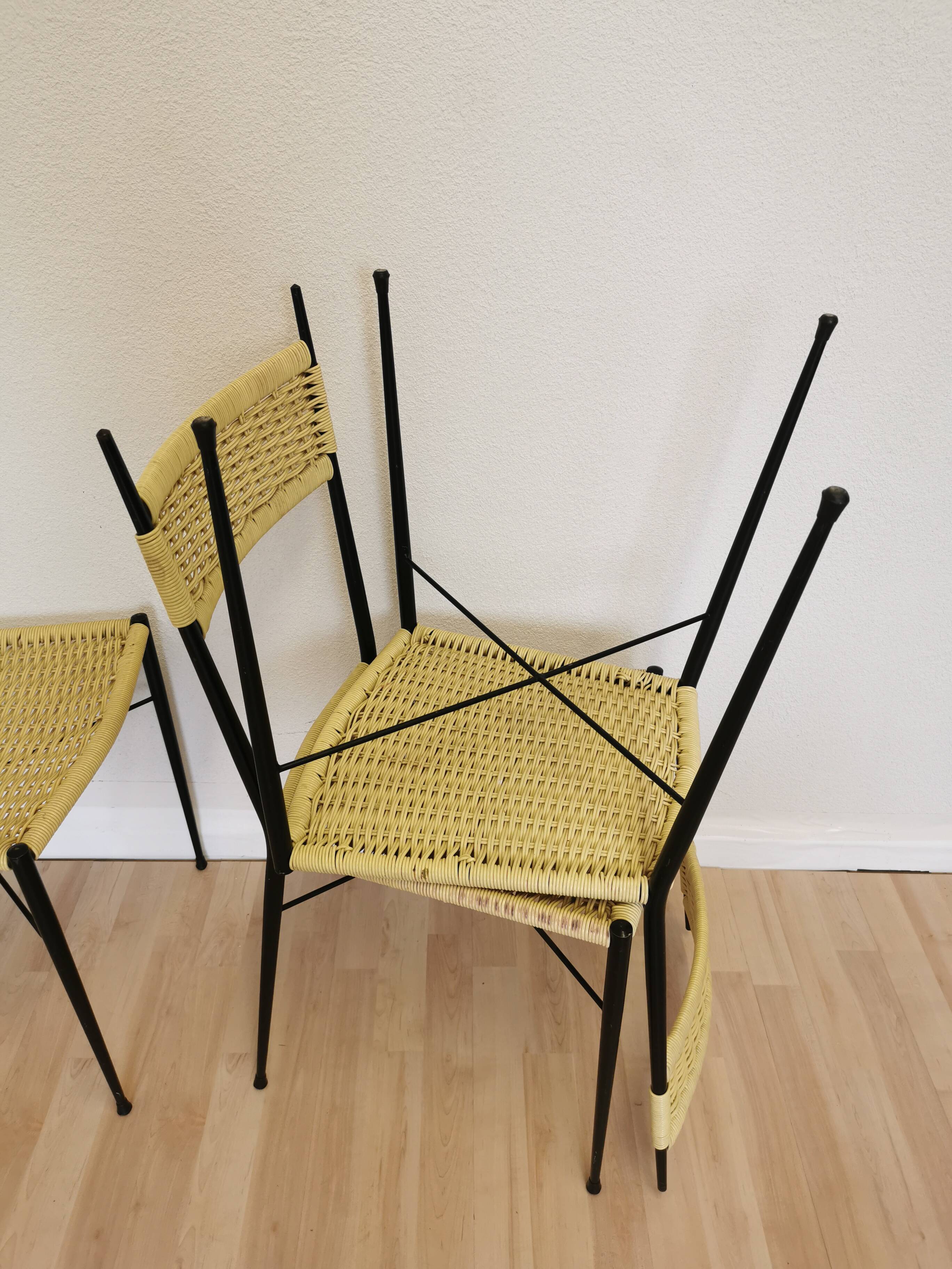 Set of 4 vintage dine chairs made in italy in the 1970s / mid century outdo