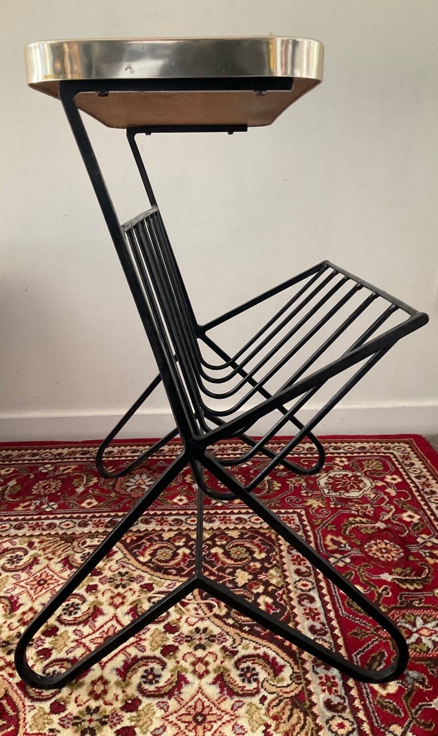 Vintage side table with magazine holder