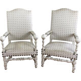 Pair of Louis XIII style armchairs from the 19th century