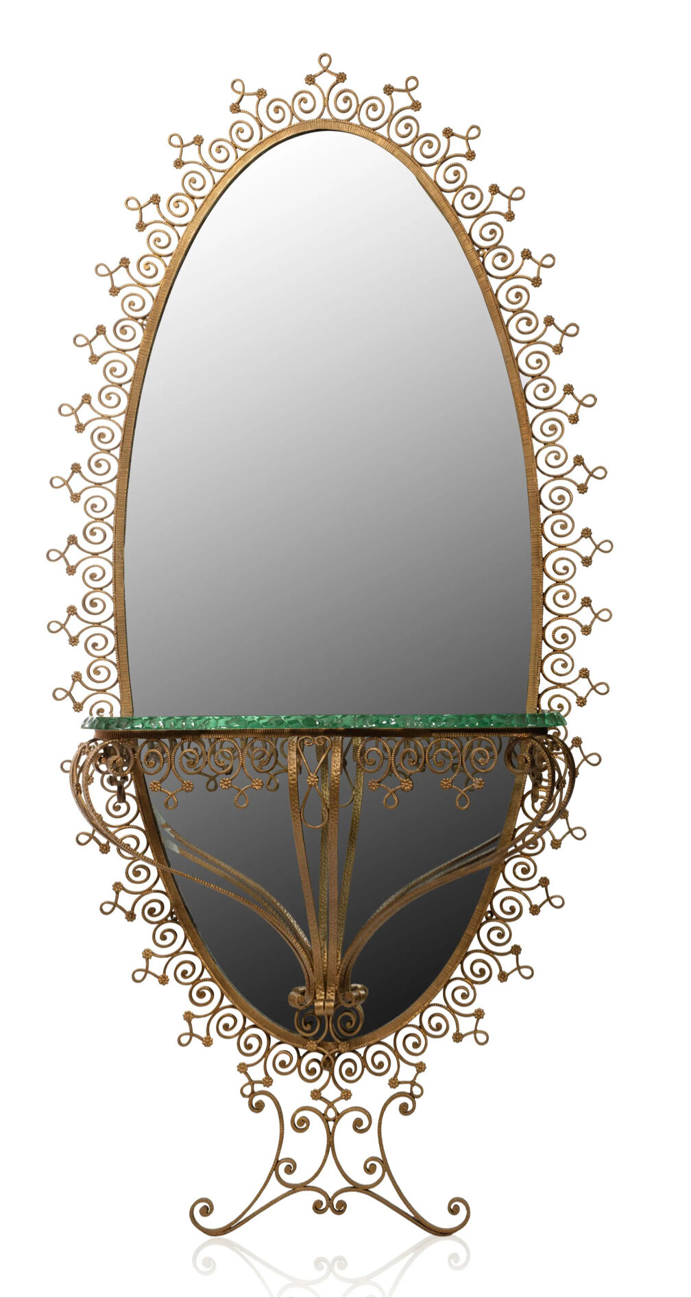 Mirror console by Pierre-Luigui Colli gold metal