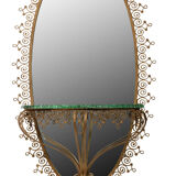 Mirror console by Pierre-Luigui Colli gold metal