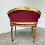 Fauteuil bois doré et velours rouge Louis XVI
