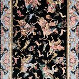 Tapis en soie Indo-Persan scène de chasse