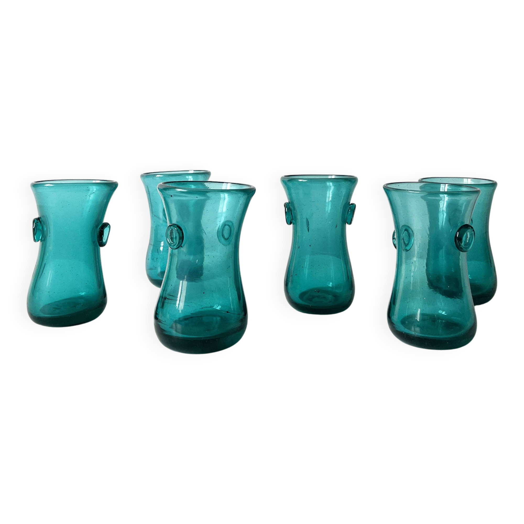 Set of bubble glass water glasses from the 1960s.
