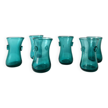 Set of bubble glass water glasses from the 1960s.