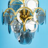 Vistosi Disc Chandelier in Smoked Glass, Italy, 1960s