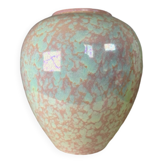 Vase boule céramique irisée Charolles années 90