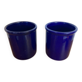 Pair of emile henry blue ceramic coolers vintage tableware
