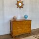 Commode vintage à 3 tiroirs pieds compas en chêne clair