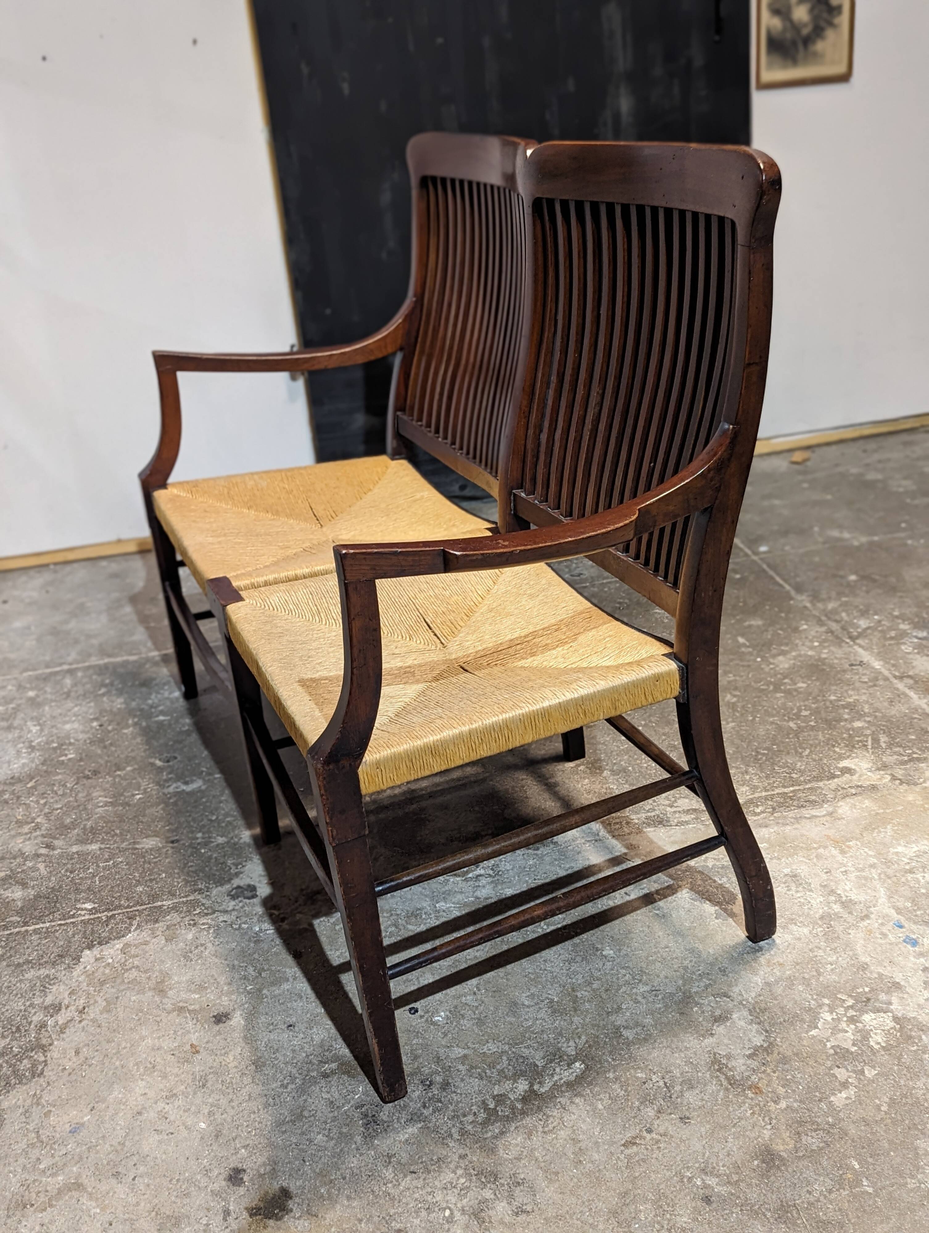 English mahogany straw bench