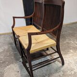 English mahogany straw bench